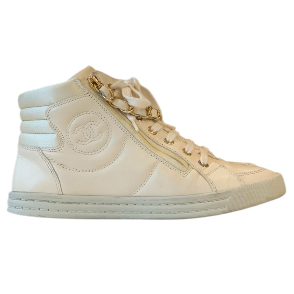 Chanel Cream High Top Sneakers